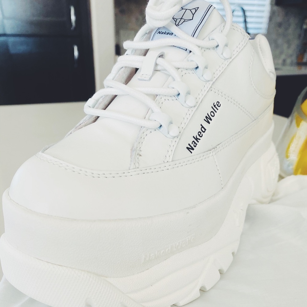 Naked Wolfe White Platform Sporty Sneakers